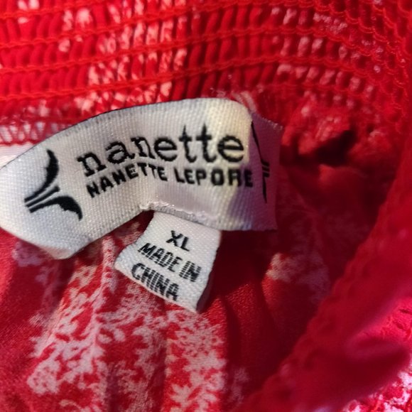 Nanette Lepore Womens NWT Red Pintuck Pleated Bandana Print Sleeveless Top XL - Picture 8 of 11